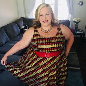 Beautiful rich Gold and Red Lipstick dress
